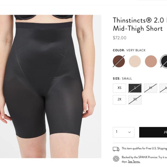 SPANX Other - NWT SPANX Thinstincts 2.0 High-Waisted Mid-Thigh VERY BLACK Shorts - Size Small
